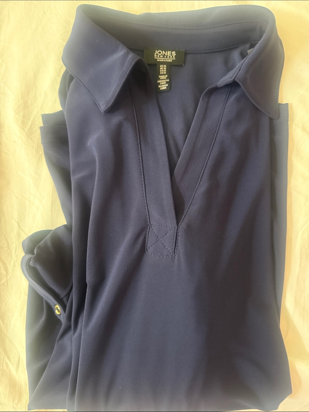Jones New York Navy V-Neck Polo Tunic Top